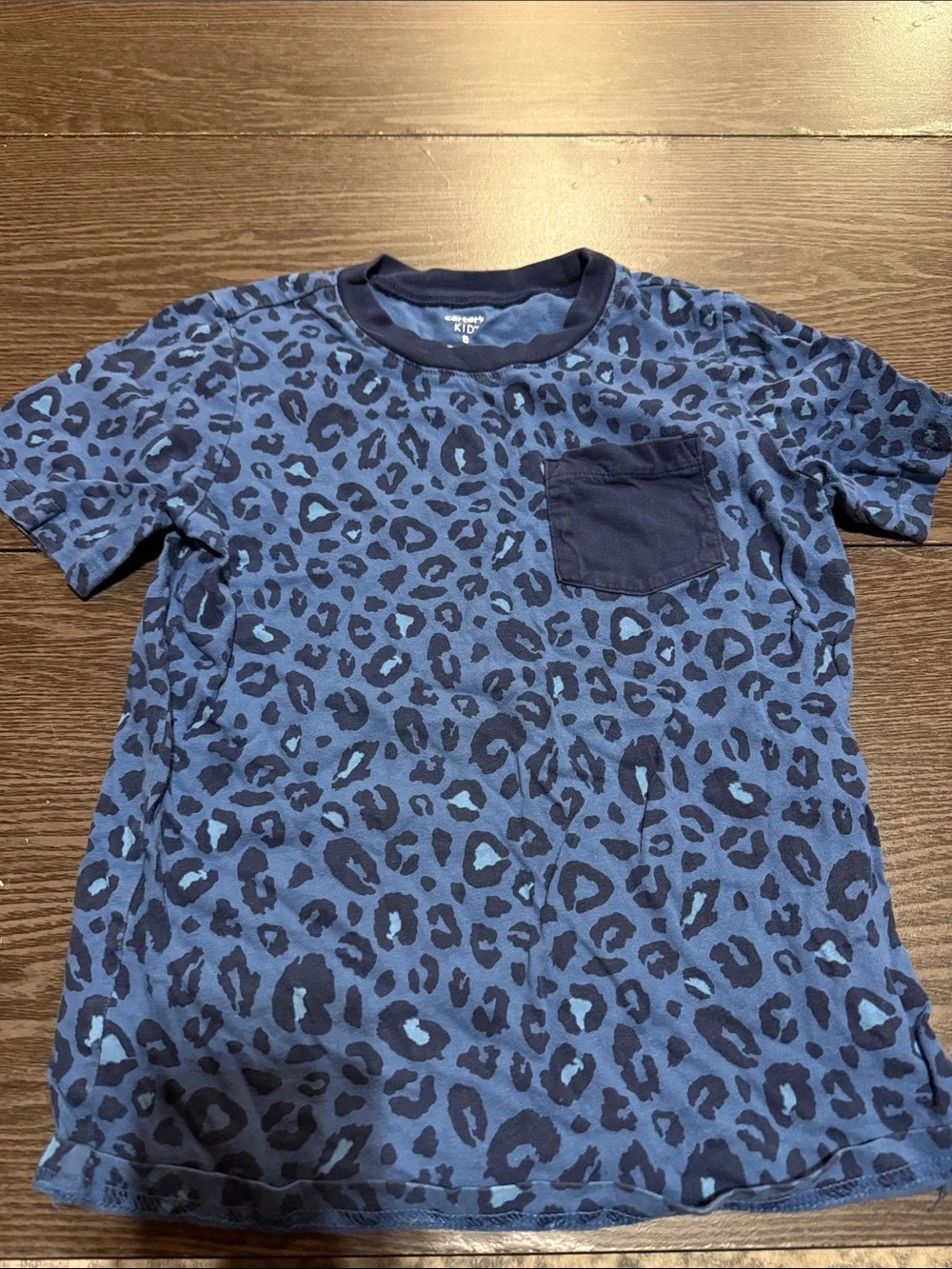 Carter's Blue Leopard Print Pocket Tee with Navy Trim